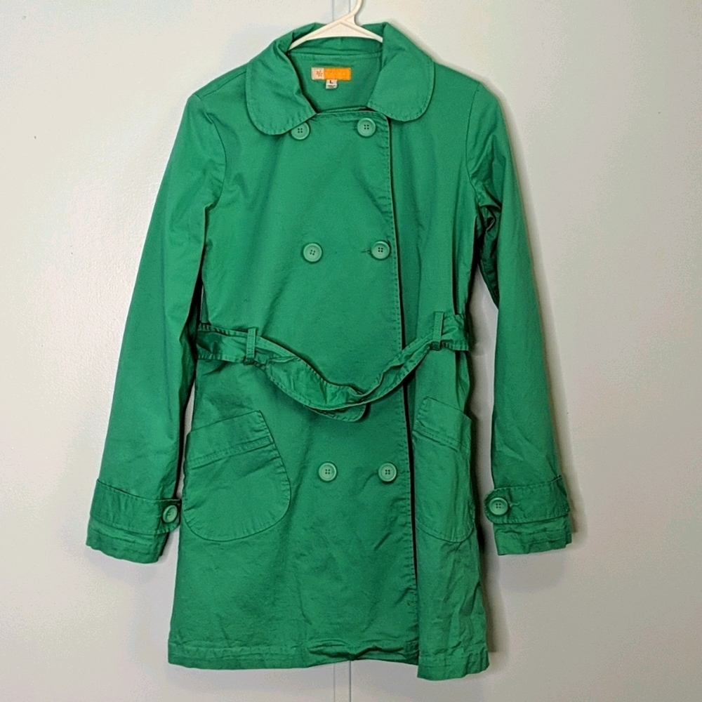 Tulle Lined Pea Coat Green Large